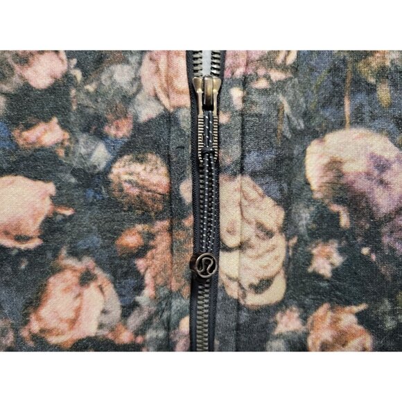 Lululemon Scuba Hoodie Floral Fleece Jacket Black Pink - Picture 7 of 15